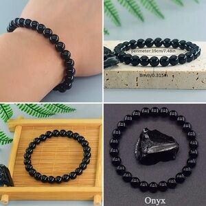 onyx beaded luck bracelet stacking or wear alone *unisex* healing stones
